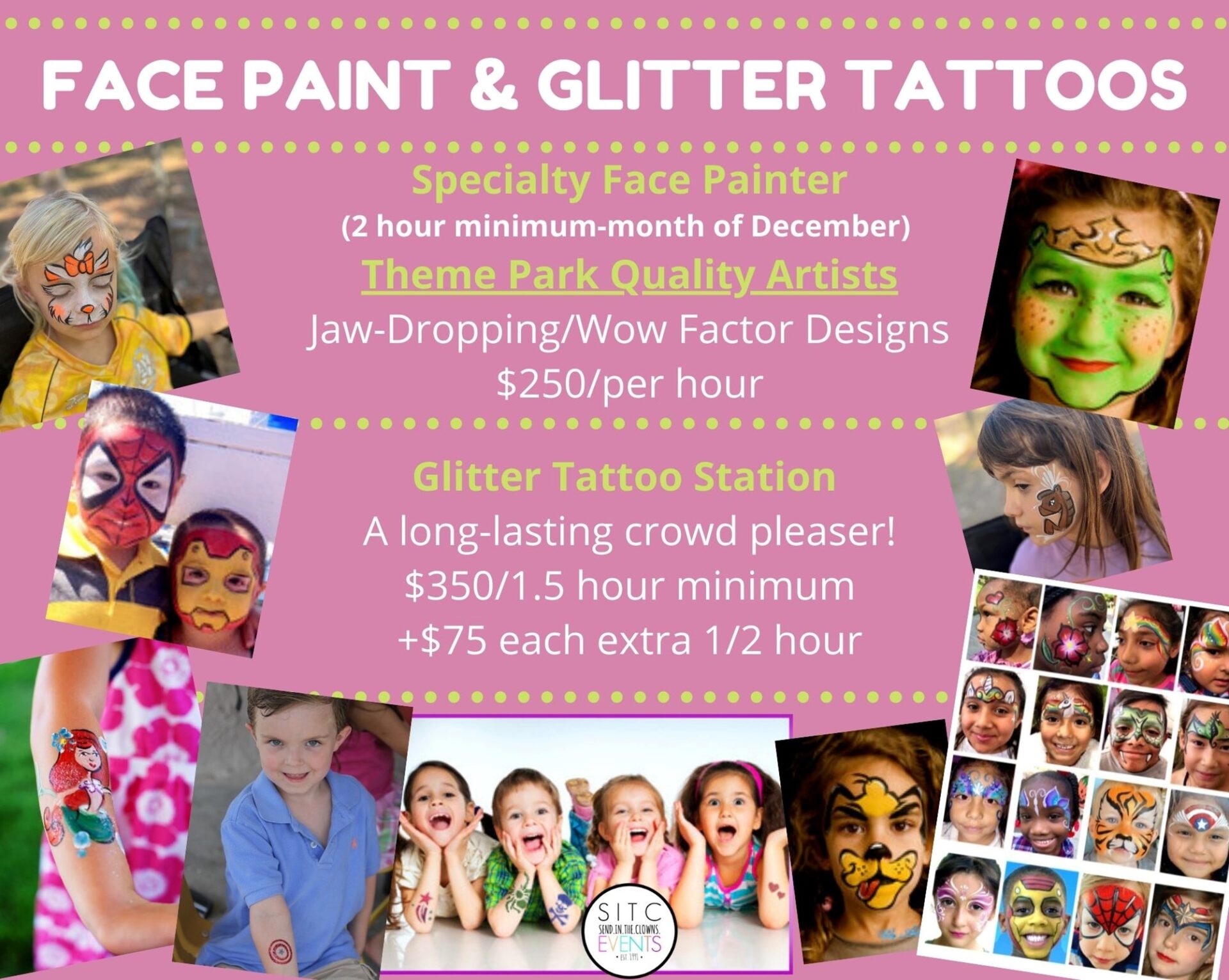 Face Paint and Glitter Tattoos